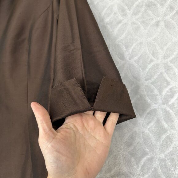 Vtg 100% Silk Jacket Womens 8 Brown Iridescent Open Front Blazer Career Capsule - Picture 5 of 15